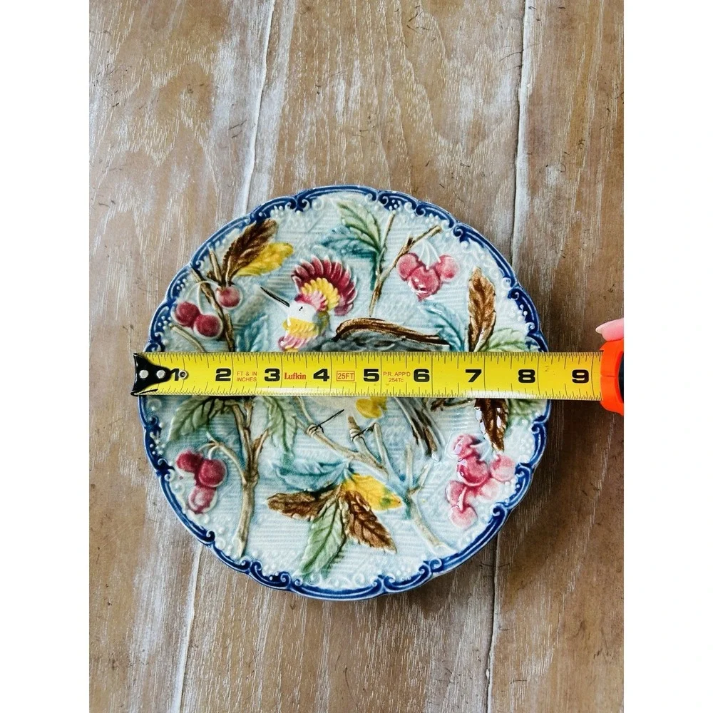 Antique Majolica Plate with Bird of Paradise c.1890's-1900